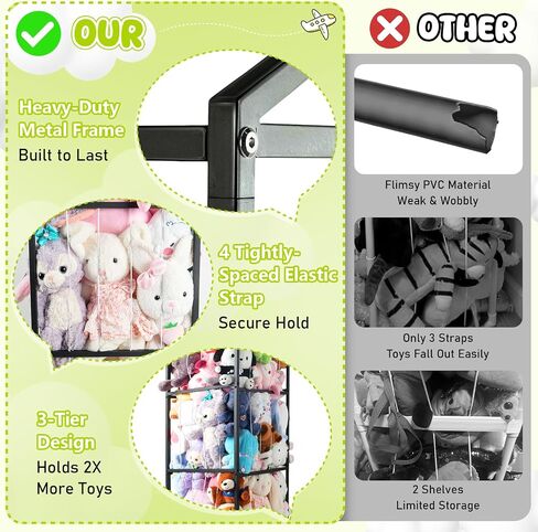 تخزين Plushies Storage Storage المحشوة ، منظمة تخزين ألعاب الأطفال عملاقة محشوة بالحيوانات ، حامل حديقة حيوانات متينة Teddy Bear Storage Room (غير مسجلة ، أبيض) in Kuwait