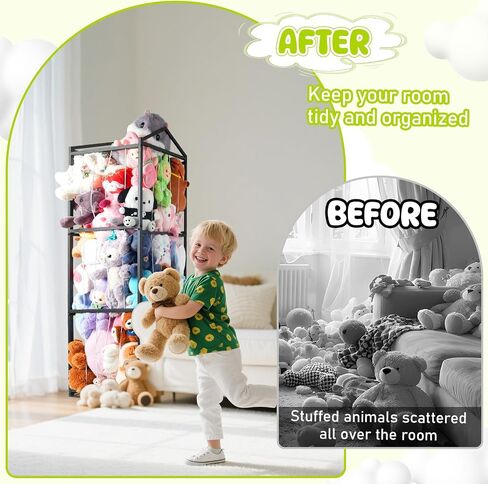 تخزين Plushies Storage Storage المحشوة ، منظمة تخزين ألعاب الأطفال عملاقة محشوة بالحيوانات ، حامل حديقة حيوانات متينة Teddy Bear Storage Room (غير مسجلة ، أبيض) in Kuwait