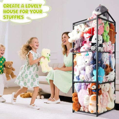تخزين Plushies Storage Storage المحشوة ، منظمة تخزين ألعاب الأطفال عملاقة محشوة بالحيوانات ، حامل حديقة حيوانات متينة Teddy Bear Storage Room (غير مسجلة ، أبيض) in Kuwait