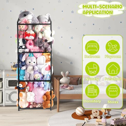 تخزين Plushies Storage Storage المحشوة ، منظمة تخزين ألعاب الأطفال عملاقة محشوة بالحيوانات ، حامل حديقة حيوانات متينة Teddy Bear Storage Room (غير مسجلة ، أبيض) in Kuwait