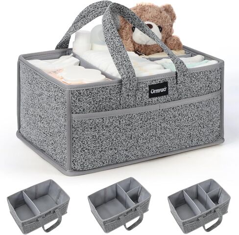 URMYWO Diaper Caddy Organizer - Waterproof Baby Diaper Caddy with Handle,Portable Nursery Organizer Storage Basket for Newborn Essentials, Baby Registry Must Have Shower Gift for Home and Travel, PU in Kuwait