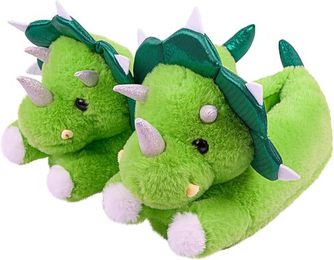 النساء النعال اللطيف للحيوانات الديناصورات مضحكة الجدة Triceratops Shark Slippers Dozy Fuzzy Soft Winter Warm Warm House Gistter Gipable Giper For Christmas & Birthday in Kuwait