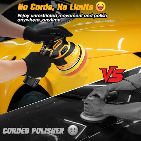 طقم ملطفة 21V Buffer Cordless لتلميع السيارات-6 بوصات من المخزن المؤقت للسيارات مع بطاريات 2 × 2000 مللي أمبير في الساعة ، و 6 سرعات و 18 ملحقات-تلميع قوي للتفاصيل والشمع الأصفر in Saudi Arabia