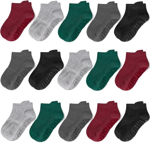 Toddler Non Slip Socks, Kids Grip Ankle Socks, Anti Skid Sock 15 Pairs for Active Boys Girls Kids 6 Months-7 Years in Saudi Arabia