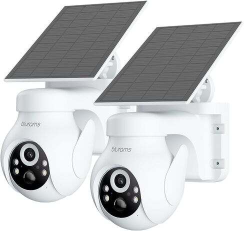 blurams Solar Outdoor Camera Wireless, 360° PTZ Security Cameras Wireless Outdoor with Human Auto Tracking, 2K IR/Color Night Vision, Battery Powered, 2.4GHz Only in Kuwait