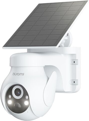 blurams Solar Outdoor Camera Wireless, 360° PTZ Security Cameras Wireless Outdoor with Human Auto Tracking, 2K IR/Color Night Vision, Battery Powered, 2.4GHz Only in Kuwait