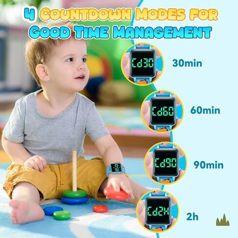 ساعة تدريب على القعادة للأطفال الصغار ، وترقية تذكير القعادة المغناطيسي مع العد التنازلي للموسيقى/الاهتزاز/الأضواء الملونة ، حزام سيليكون لطيف ، ساعة مقاومة للماء ، هدية للأطفال in Kuwait