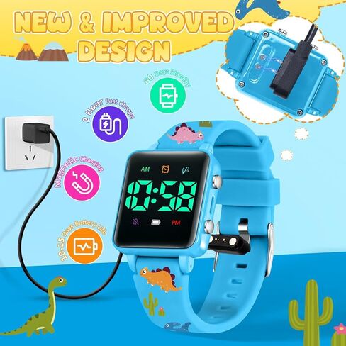 ساعة تدريب على القعادة للأطفال الصغار ، وترقية تذكير القعادة المغناطيسي مع العد التنازلي للموسيقى/الاهتزاز/الأضواء الملونة ، حزام سيليكون لطيف ، ساعة مقاومة للماء ، هدية للأطفال in Kuwait