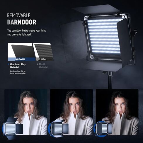 NEEWER 18" LED Video Light Panel Photography Lighting Kit with Tripod Stand Remote Cleaning Cloth, 2 Pack 45W Dimmable Bi Color Soft Studio Key Light 3200K-5600K CRI97+ 4800Lux for Streaming Recording in Saudi Arabia