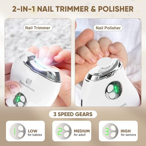Clipper 3-in-1 الكليف الكهربائي للطفل والبالغين ، uSB القابلة لإعادة الشحن مع ضوء LED ، التلميع ، حاوية التخزين ، سرعات قابلة للتعديل مقص الأظافر للأطفال ، كبار السن ومقدمي الرعاية (آمنة وهادئة) in Saudi Arabia