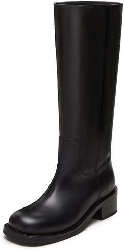 WIRALOMI Women's Knee High Campus Boots Square Toe Chunky Block Low Heel Long Boots for Women Wide Calf in Kuwait