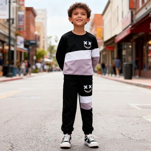 Size 3-12 Years Toddler Boys Clothes 2 Piece Long Sleeve Sweatshirt & Pants Casual Kids Boy Fall Winter Outfits Set in Saudi Arabia