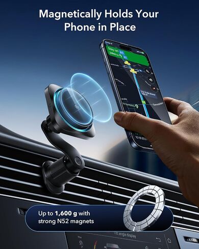 ESR Omnilock qi2 25w Magsafe Car Mount Charger مع cryoboost ، شاحن سيارة Magsafe تبريد الهاتف ، مقطع ترقيته ، حامل هاتف السيارة المغناطيسي للهواء من أجل iPhone 17/16/15/14/13/12 ، Pixel 10 ، 360 ° Rotatable in Saudi Arabia