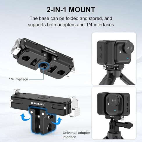 PULUZ Magnetic Mount for Insta360 GO3/GO 3S, Aluminum Alloy Quick-Release Base Bracket Holder for Insta 360 GO 3S/GO3 Camera Mount Adapter Accessories with 1/4" Hole for Tripods and Selfie Sticks in Saudi Arabia