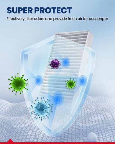 Kax Cabin Air Filter ، CF12283 استبدال Pacifica 2017-2023 ، Voyager 2020-2022 ، Grand Caravan 2021-2022 ، استبدل 68308950AB ， W/مرشح الهواء الكربوني المنشط in Saudi Arabia