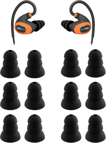 Replacement Triple Flange Ear Tips for ISOtunes PRO/PRO Aware/Sport Advance BT/Wired/Xtra 2.0 Earbuds, Soft Silicone Ear Tips, 6 Pairs (Orange/Green/Black) in Saudi Arabia