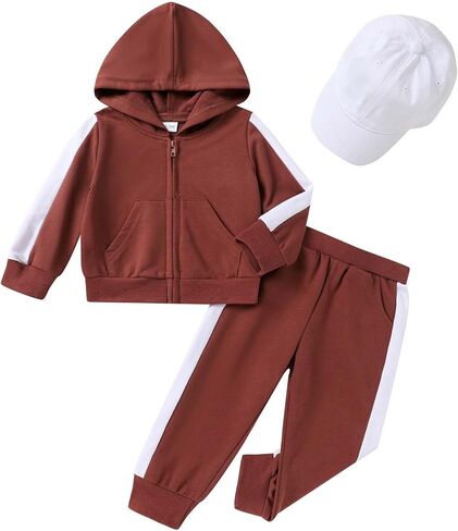 Tiny Cutey Toddler Baby Girl Boy Fall Winter Outfits Long Sleeve Hoodie Sweatshirt Sweatpants Clothes Set Sweat Suit with Cap in Kuwait