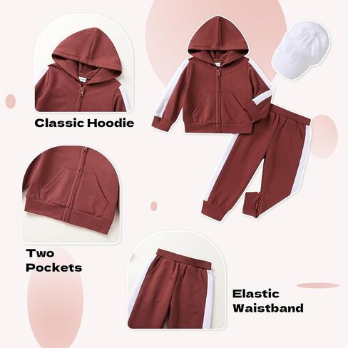 Tiny Cutey Toddler Baby Girl Boy Fall Winter Outfits Long Sleeve Hoodie Sweatshirt Sweatpants Clothes Set Sweat Suit with Cap in Kuwait