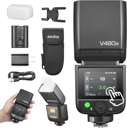 Godox V480 Flash V480C كاميرا فلاش ، بطارية ليثيوم مدمجة ، 1/8000 HSS ، 2.4GX اللاسلكي TTL ، وقت إعادة تدوير 1.7S ، 650 POPS كامل الطاقة لكاميرا Canon (V480C) in Saudi Arabia