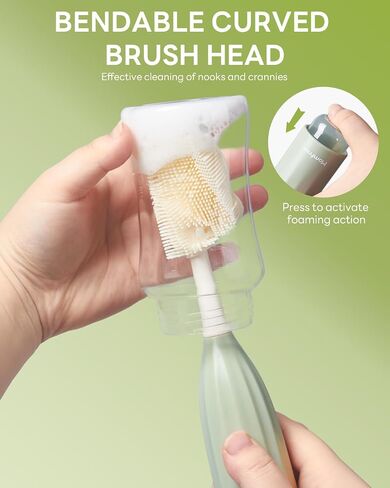 Baby Bottle Brush Set, Push-Press Baby Bottle Cleaner Brush Can Generate Foam - Travel Cleaner Brush for Baby Bottles, Breast Pumps, Nipples, and More(with Storage Bag) in Kuwait