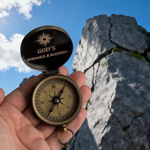 God's Guide & Blessing Compass, Trust in The Lord Compass, Wood Box Greeting, Inspirational Gift Men, Christian Boys Baptism Gifts, Graduation Day with Wooden Box in Saudi Arabia