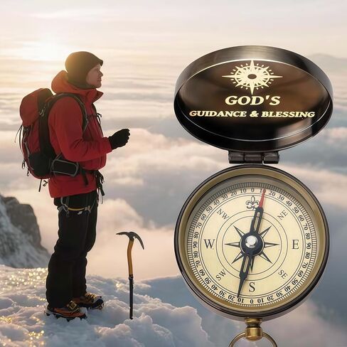 God's Guide & Blessing Compass, Trust in The Lord Compass, Wood Box Greeting, Inspirational Gift Men, Christian Boys Baptism Gifts, Graduation Day with Wooden Box in Saudi Arabia