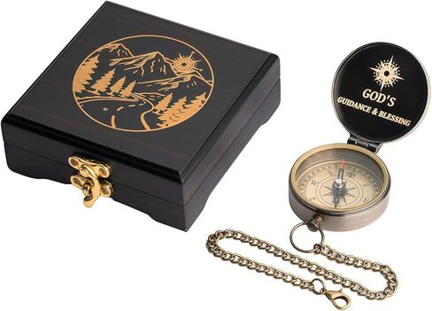 دليل الله وبوصلة البركة، الثقة في بوصلة الرب، تحية صندوق خشبي، هدية ملهمة للرجال، هدايا معمودية للأولاد المسيحيين، يوم التخرج مع صندوق خشبي in Kuwait