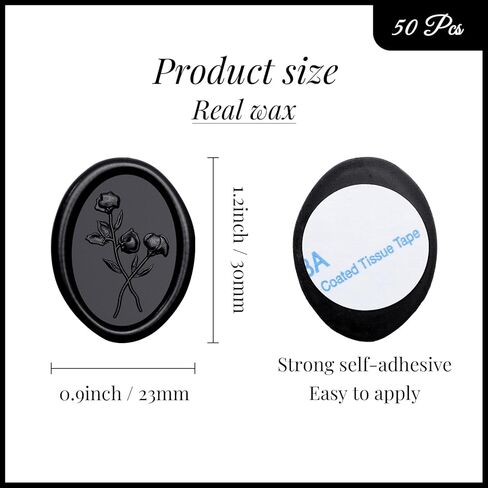 UNIQOOO 3D Floral Wax Seal Stickers - 50Pcs Elegant Oval Self-Adhesive Seals in Snow White, for Wedding Invitations, Christmas Gifts, Envelopes & Party Decor in Kuwait