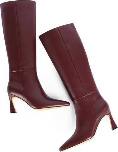 Modatope Knee High Boots for Women Pointed Square Toe Stiletto Heel Tall Boots High Heel Side Zipper Long Boots in Saudi Arabia