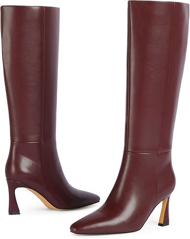 Modatope Knee High Boots for Women Pointed Square Toe Stiletto Heel Tall Boots High Heel Side Zipper Long Boots in Saudi Arabia