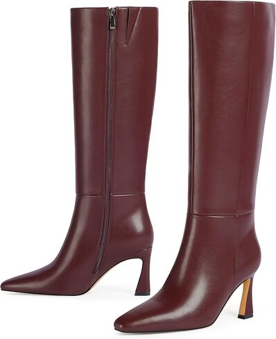 Modatope Knee High Boots for Women Pointed Square Toe Stiletto Heel Tall Boots High Heel Side Zipper Long Boots in Saudi Arabia