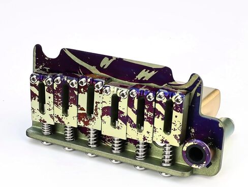 10.8mm Electric Guitar Bridge with Colored Electroplating Titanium Alloy Saddles Plate Brass Block 2-Point Tremolo Bridge Compatible with 6 String Start ST Guitar Replacement Parts(TI-A) in Saudi Arabia