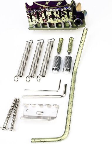 10.8mm Electric Guitar Bridge with Colored Electroplating Titanium Alloy Saddles Plate Brass Block 2-Point Tremolo Bridge Compatible with 6 String Start ST Guitar Replacement Parts(TI-A) in Saudi Arabia