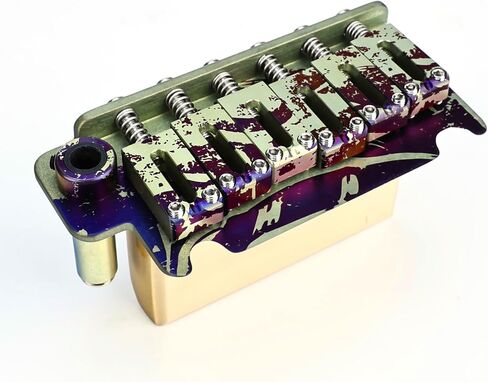 10.8mm Electric Guitar Bridge with Colored Electroplating Titanium Alloy Saddles Plate Brass Block 2-Point Tremolo Bridge Compatible with 6 String Start ST Guitar Replacement Parts(TI-A) in Saudi Arabia