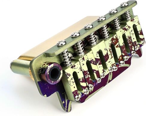 10.8mm Electric Guitar Bridge with Colored Electroplating Titanium Alloy Saddles Plate Brass Block 2-Point Tremolo Bridge Compatible with 6 String Start ST Guitar Replacement Parts(TI-A) in Saudi Arabia