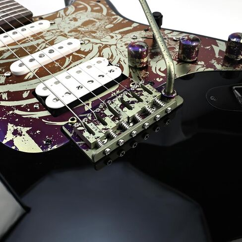 10.8mm Electric Guitar Bridge with Colored Electroplating Titanium Alloy Saddles Plate Brass Block 2-Point Tremolo Bridge Compatible with 6 String Start ST Guitar Replacement Parts(TI-A) in Saudi Arabia