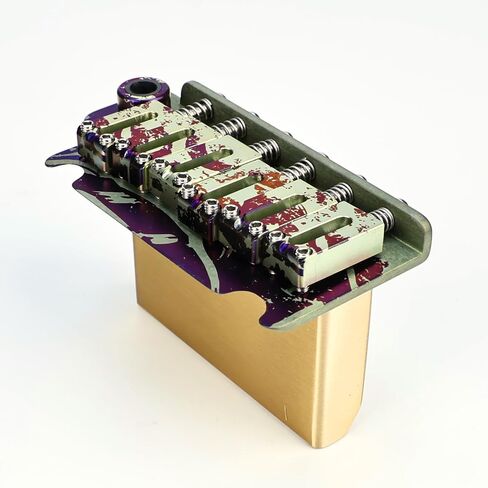 10.8mm Electric Guitar Bridge with Colored Electroplating Titanium Alloy Saddles Plate Brass Block 2-Point Tremolo Bridge Compatible with 6 String Start ST Guitar Replacement Parts(TI-A) in Saudi Arabia