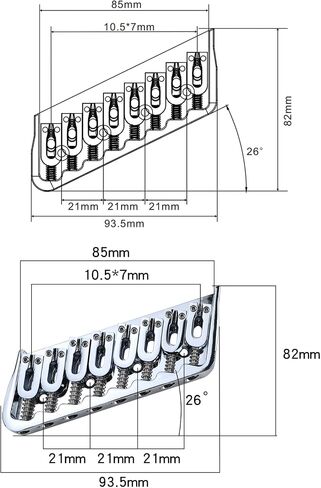 6 String Guitar Fixed Bridge 10.5mm Zinc Alloy Saddle Baseplate Electric Guitar Hardtail Bridge Compatible with Telecaster Tele Strat Style Electric Guitar Replacement Parts Chrome in Saudi Arabia