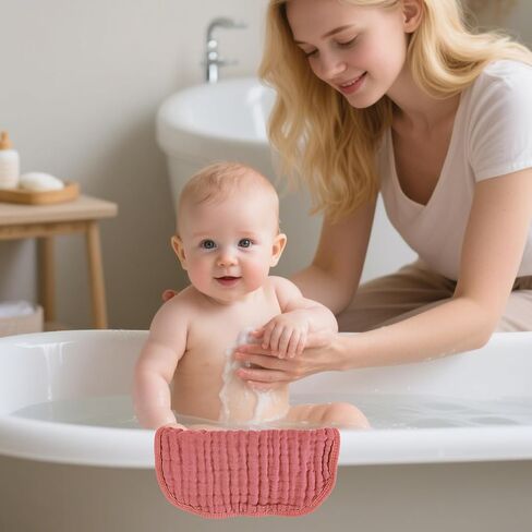 Baby Washcloths 100% Cotton Size is 12x12 inches. Lightweight, Portable, and Ideal for use at Home or on The go. (White & Blue 6 Pieces) in Kuwait