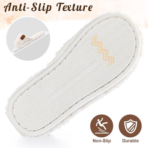 6 Pair Wedding Fuzzy Women's Slippers Bulk White Open Toe Bridesmaid Slippers for Bachelorette Party Bridal Shower Gifts Cozy Indoor Outdoor Memory Foam Slip on House Shoes in Saudi Arabia