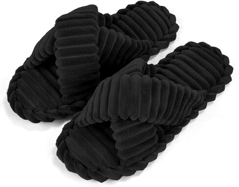 Zooron Open Toe Tee Slippers for Women Slippers Cross Cross Band Slip Memory Foam Slip on Plush House Shoes Indoor Outdoor Slide Slide in Kuwait
