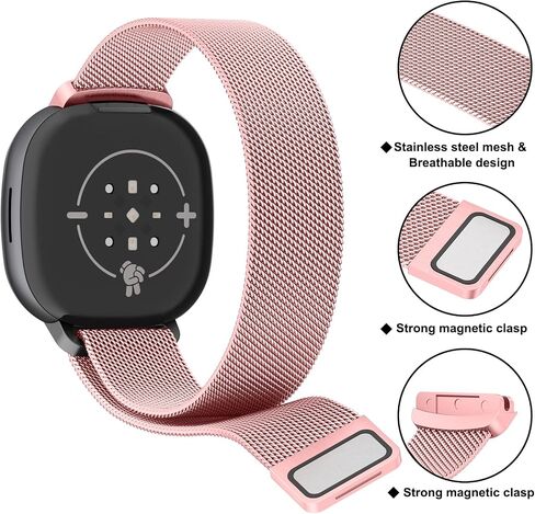 Metal Bands Compatible with Google Fitbit Ace LTE, Stainless Steel Mesh Breathable Wristband Strap with Adjustable Magnet Lock in Saudi Arabia