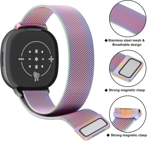 أحزمة معدنية متوافقة مع Google Fitbit Ace LTE، حزام معصم شبكي من الفولاذ المقاوم للصدأ قابل للتنفس مع قفل مغناطيسي قابل للتعديل in Kuwait