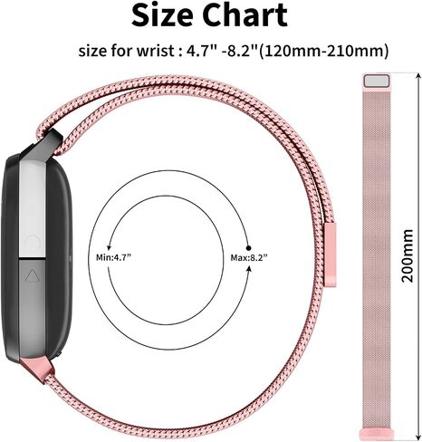 Metal Bands Compatible with Google Fitbit Ace LTE, Stainless Steel Mesh Breathable Wristband Strap with Adjustable Magnet Lock in Saudi Arabia