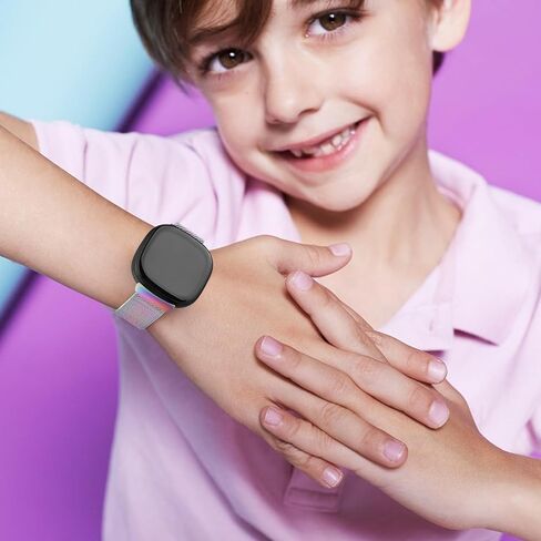 أحزمة معدنية متوافقة مع Google Fitbit Ace LTE، حزام معصم شبكي من الفولاذ المقاوم للصدأ قابل للتنفس مع قفل مغناطيسي قابل للتعديل in Kuwait
