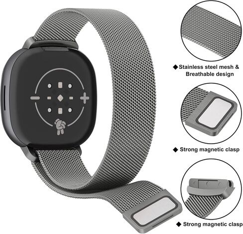 أحزمة معدنية متوافقة مع Google Fitbit Ace LTE، حزام معصم شبكي من الفولاذ المقاوم للصدأ قابل للتنفس مع قفل مغناطيسي قابل للتعديل in Kuwait