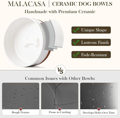 MALACASA Dog Bowls, Ceramic Dog Food and Water Bowls for Medium Size Dogs, 3.5 Cups Capacity Pet Bowl for Medium Dogs (M-3.5 Cups) in Kuwait