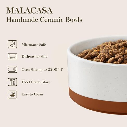 MALACASA Dog Bowls, Ceramic Dog Food and Water Bowls for Medium Size Dogs, 3.5 Cups Capacity Pet Bowl for Medium Dogs (M-3.5 Cups) in Kuwait