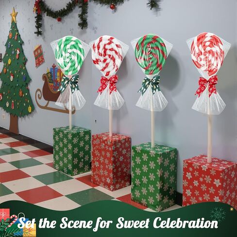 Maasechs 4 Set Jumbo Lollipop DIY ، الدعائم الكبيرة الحلوى المزيفة ، نموذج مصاصة ضخم للتصوير الفوتوغرافي ، علامات الفناء ، زينة الحفلات (الأحمر ، الأصفر ، الأزرق ، الأرجواني) in Saudi Arabia