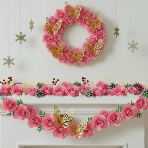 36 PCS 3D مدفوقة الورود الاصطناعية الورق الزهور للحرف اليدوية تخرج Cap Decory Decor Mini Crafts DIY هدية للتخرج زفاف الظل مربع الإطار الكعكة (الوردي الداكن) in Saudi Arabia